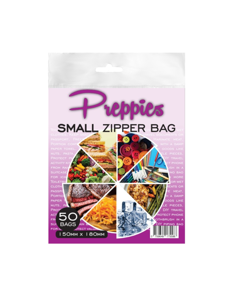 Preppies Small Zipper Bags - 50 Bags / 150mm x 180mm