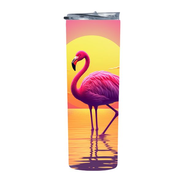Sunset Posing Flamingo 16 20 Oz Straight Skinny Tumbler 204