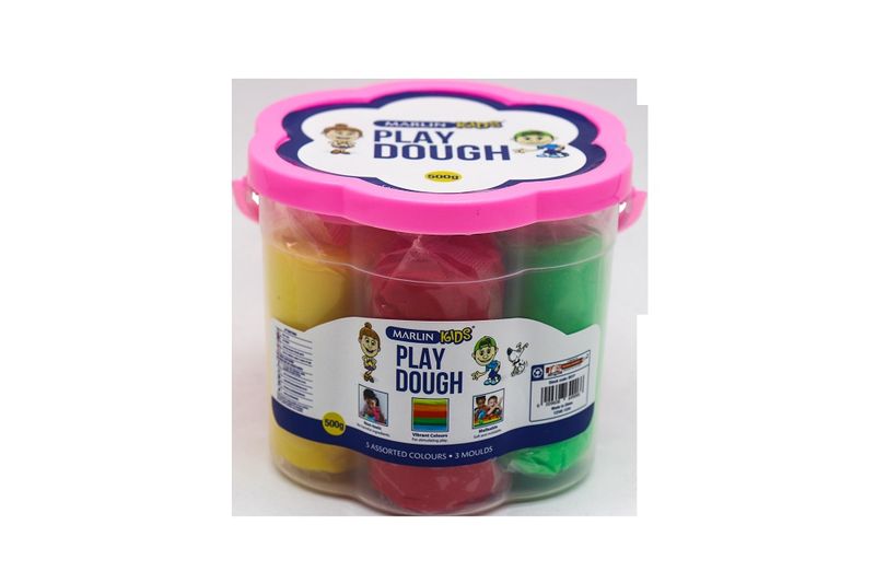 Marlin play dough 500g bucket 5 colour + 3 moulds