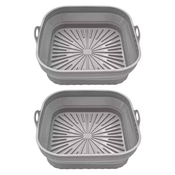 20cm Square Expandable Silicone Air Fryer Basket - 2 Pack