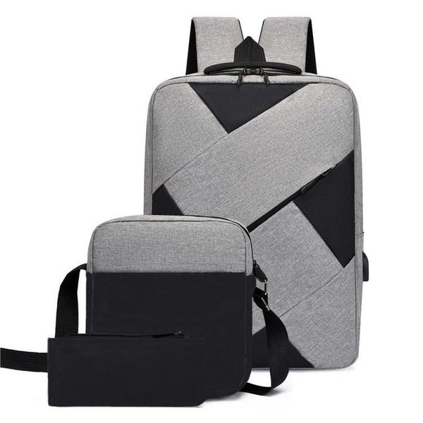 High Capacity Three-Piece Backpack Set with USB Charging Port