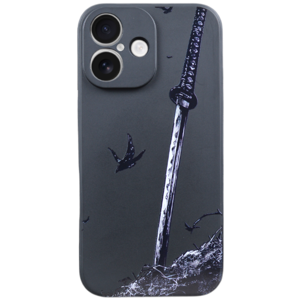 Samurai Sword Design Phone Case Compatible with iPhone 16 Pro - Black