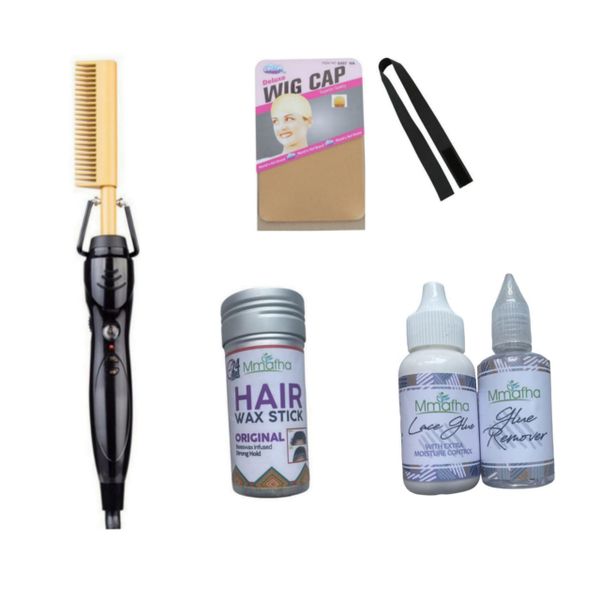 Wig Care Comb, Hot Comb, Wax Stick, Wig Cap, Glue, Remover &amp; Elastic Band