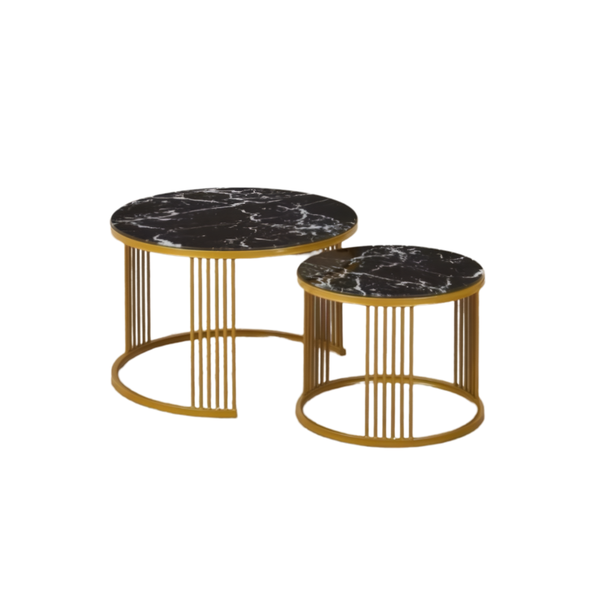 2 Piece Of Modern Glass Top Side End Coffee Table with Nesting Frame CT-10