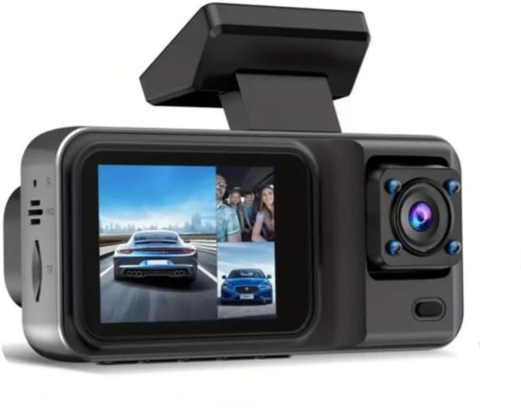 Triple Channel 1080P Dash Cam with Night Vision, G-Sensor &amp; Parking Assist