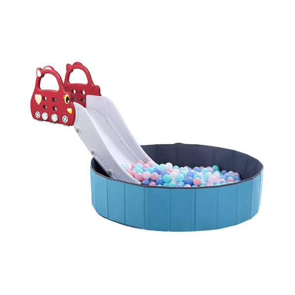 Kid's Height-Adjustable Couch &amp; Bed Slide with Ocean Ball Pool For 1-6yrs
