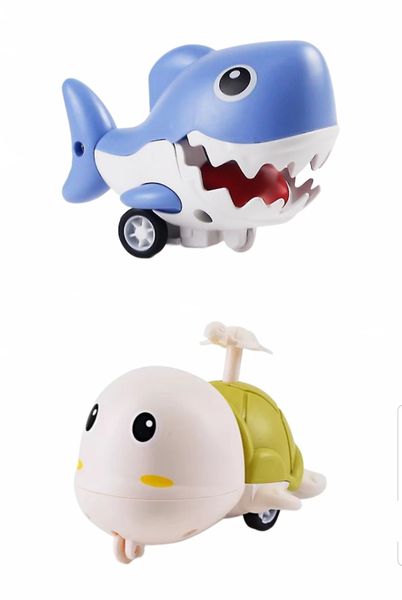 Kids Mini Press and Go Car - Shark and Turtle Toy Set