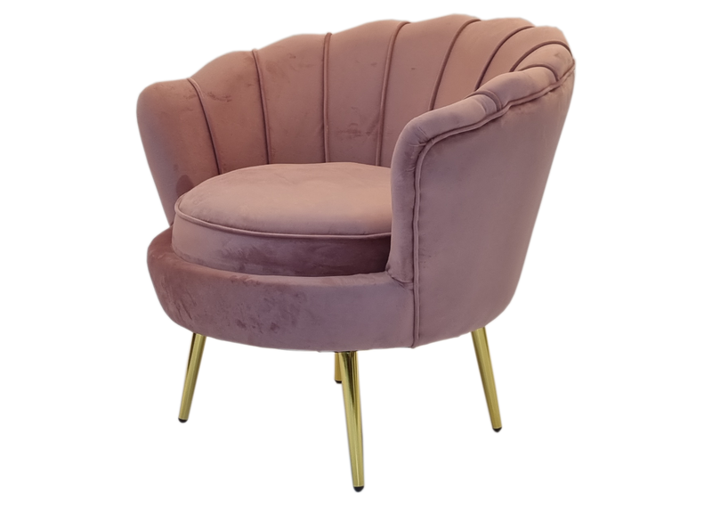 Tulip Velvet Single Seater Couch - Light Pink