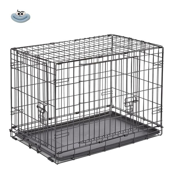 Metal Crate Pet Cage, Large Secure Portable Foldable Pet Crate, Double-Door