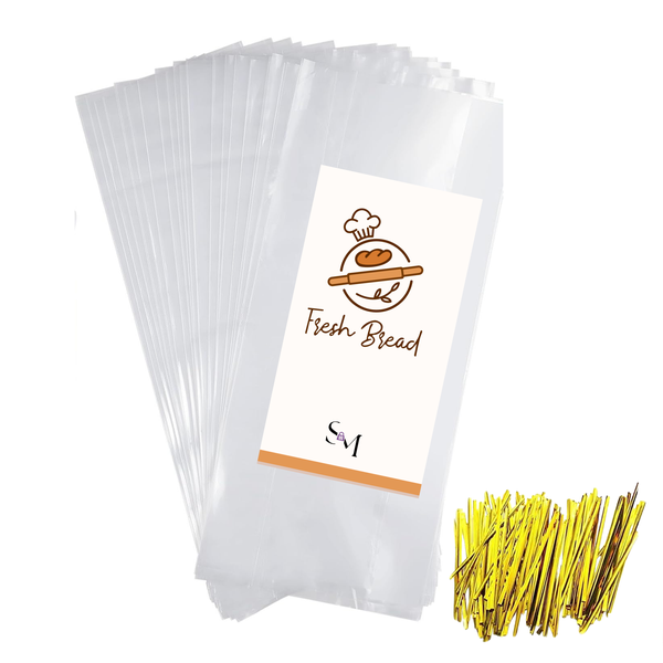 20 Pack Reusable Clear Plastic Bread Bags With Ties