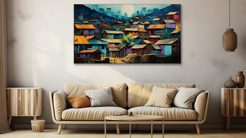 Canvas Wall Art - Village Vibes Abstract - HD0088