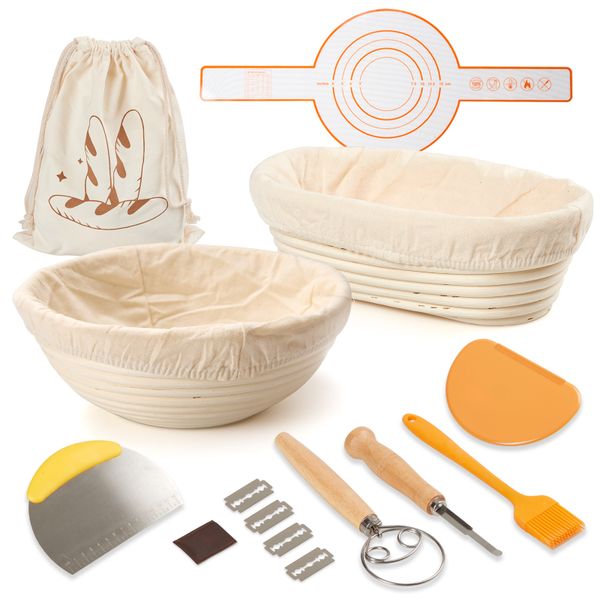 Chenshia 14 Piece Bread Proofing Basket Sourdough Bread Baking Supplies Kit