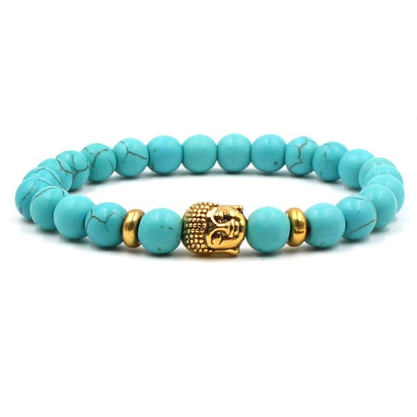 Argent Craft Howlite Stone Bracelet with Gold Buddha