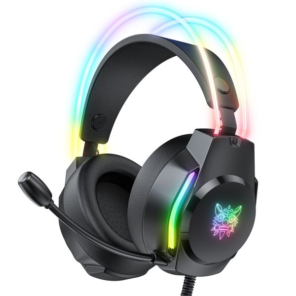 Neon Magic Gaming Headset ONIKUMA X26 Head-mounted Earphone RGB Light Black