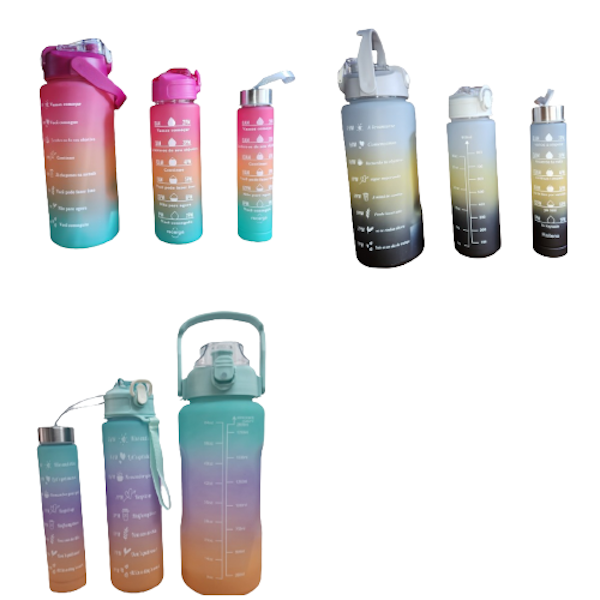 Trio Lockable Lid Water Bottle A Huge Saving Set of 3 x 4 Sets: 12 Bottles