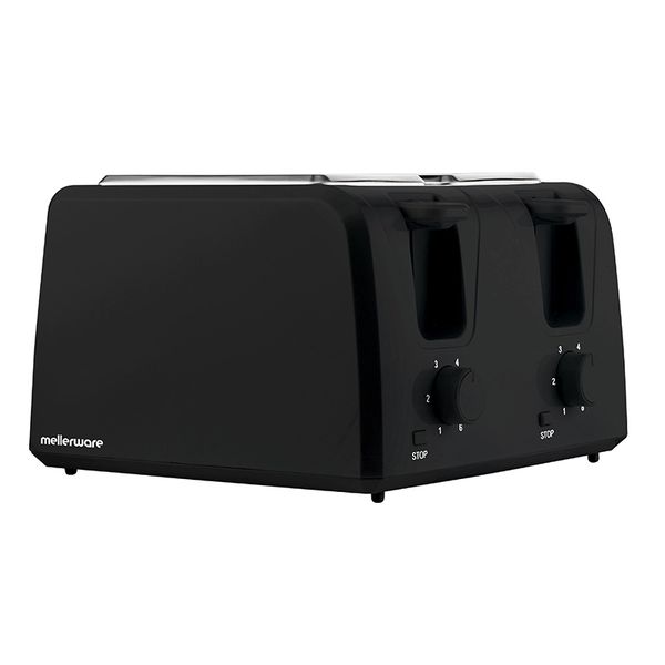 MellerwareToaster 4 Slice Plastic Black 1300W "Eco Max