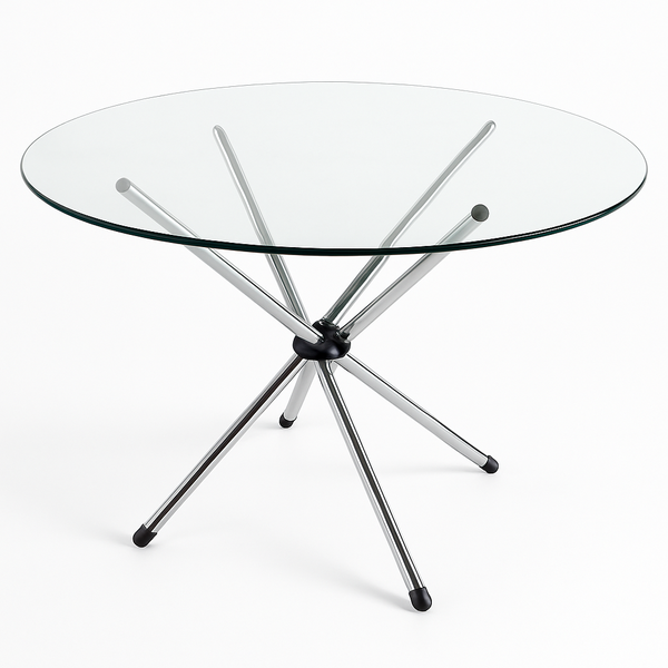 Round Glass Center Table - Stainless Steel Base