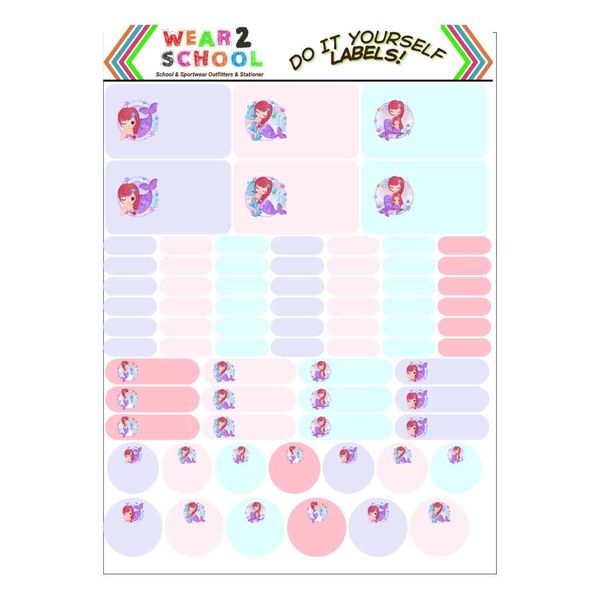 Cute Mermaid Waterproof DIY school marking labels with Wrap Arounds labels