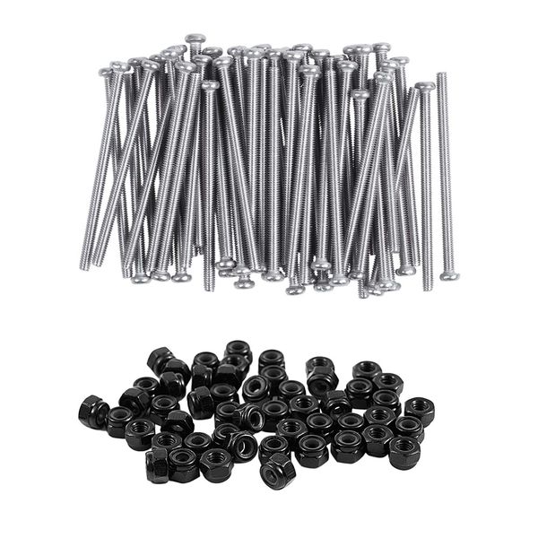 M2 5X0 45Mm Zinc Plated Nylon Insert Hex Lock Nuts Black 50Pieces