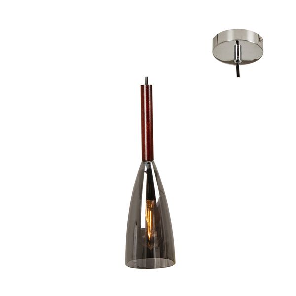 Eurolux - Pendant Dark Wood/Smokey Glass - 100mm