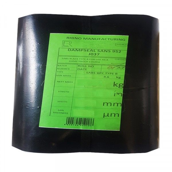 Rhino Damp Course K014 - SABS - 30m x 2m x 250 Microns - Black