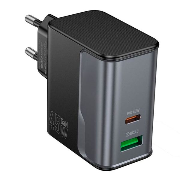45W Power Delivery Dual Port Charger PD+QC3.0- USB-C / USB-A Fast Charging