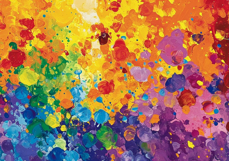 Abstract Orange And Blue Paint On Canvas image