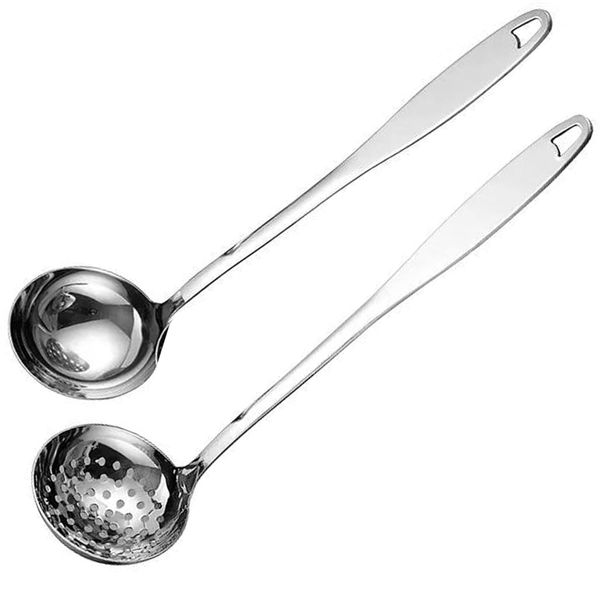 Soup Spoon Stainless Steel Heavy Duty Big Soup Ladle Colander Serving Spoon