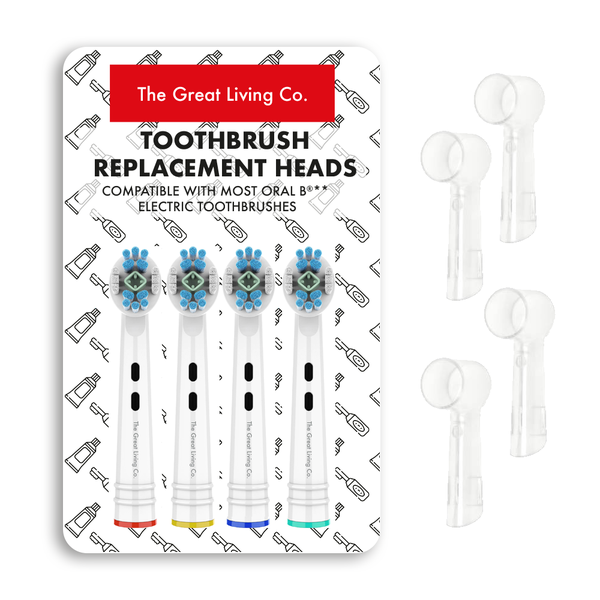 Toothbrush Heads for Oral-b Pro White &amp; Toothbrush Covers - 4 pack