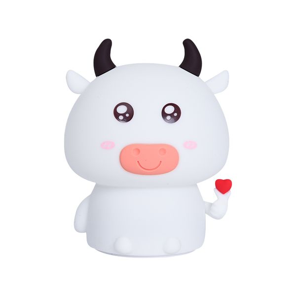 Cute Cow LED Night Light - 2 Warm Light Modes, 7 Colours, Rechargeable