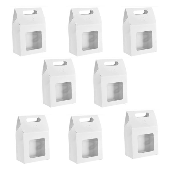 Craft Decor Gifting Candy Paper Bag With Transparent Window Set of 8 White