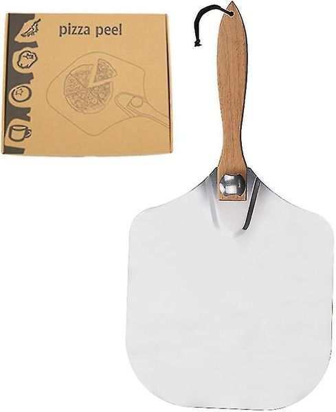 Home Kitchen Aluminum Metal Pizza Pan Spatula Foldable Wooden Handle - 60cm