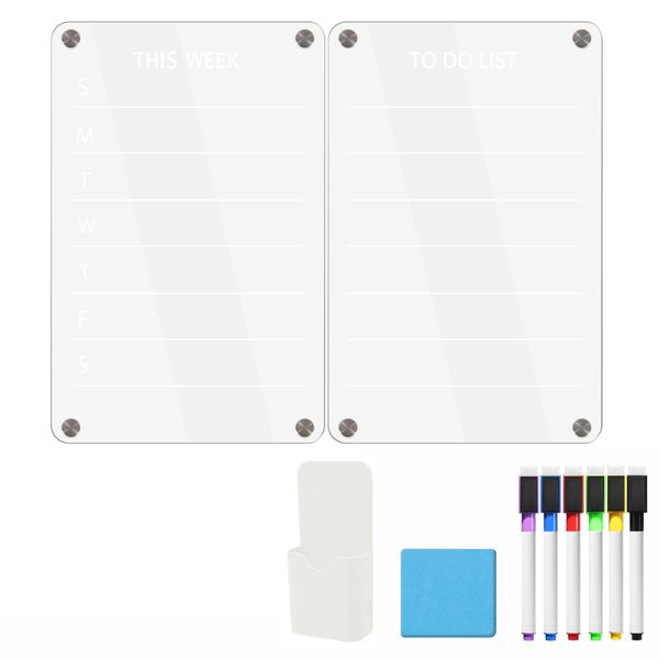 2 Pcs 30x40cm Acrylic Magnetic Board ,To Do List