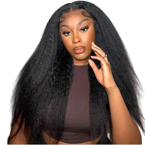 Marigold Kinky Straight Brazilian Hair Wig - 24" Lace Frontal