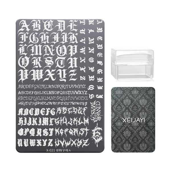 Nail Stamping Plate with Silicone Stamp &amp; Scraping Tool