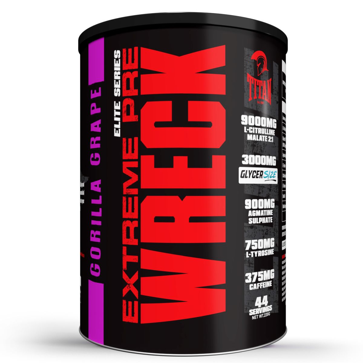 Wreck Extreme Pre Workout, Gorilla Grape 44 Servings Net Wt.220g