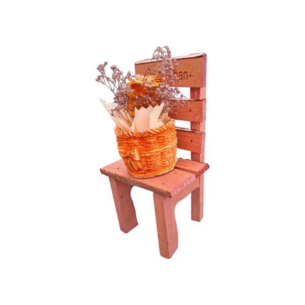16cm Wood Chair With Fragrant Flowers Tabletop Ornament Best Christmas Gift