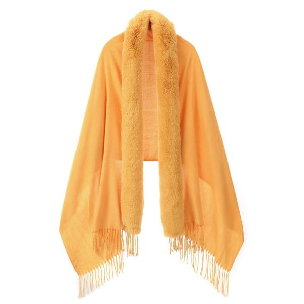 Shawl with Faux Fur Trim