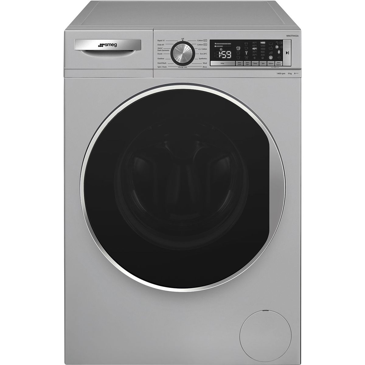 Smeg - 9kg Front Loader Washing Machine Silver - WM3T94SSA