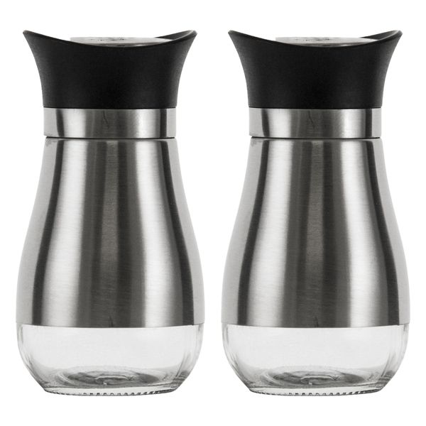 Regent Glass Salt &amp; Pepper Set with St Steel Covers 2pcs Set, 125ml