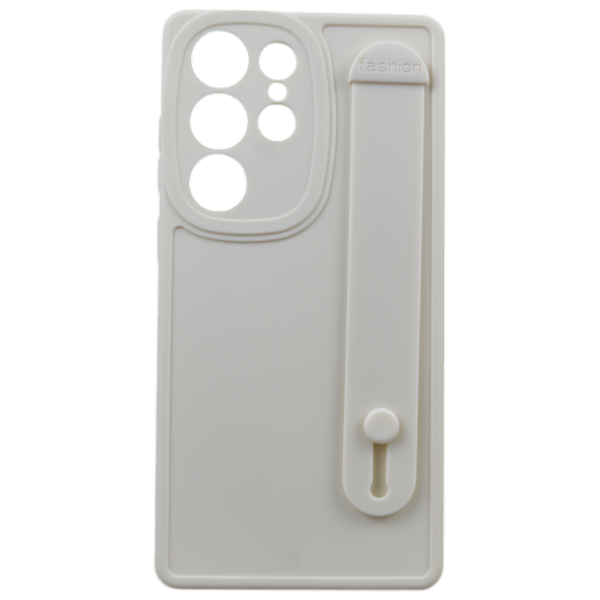 High Quality Wrist Strap Phone Case Compatible with Samsung Galaxy S23 Ultra - Cream