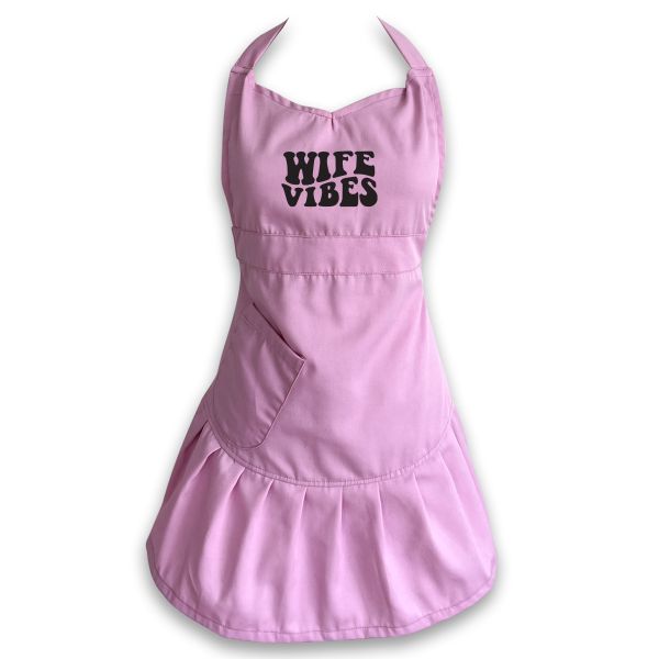 Wife Vibes Cute Cut Pink Apron