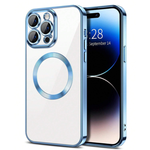 ZarDash Clear Shockproof Magnetic Case - iPhone 14 Pro Max - Blue Trims