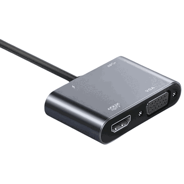 4-in-1 Type-C Hub with HDMI, VGA, USB, PD Charging for Laptop
