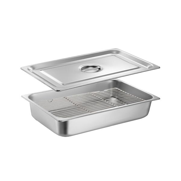Stainless Steel Steam Roasting Pan Table Pan Set with Rack Lid for Barbecue