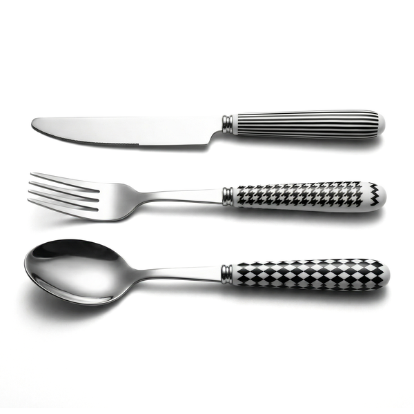 3 Piece Silver Stainless steel, Ceramic Handle Flatware Set