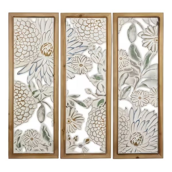 Decor 3Pcs Elegant Retro-Style Wooden Carved Wall Decor -45cm