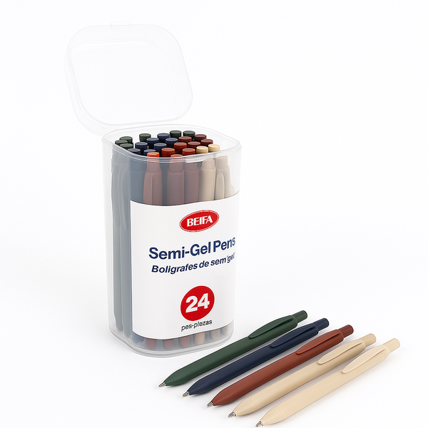 BEIFA Semi-Gel Pen Set - 12 Pens -5 Bottles With 12 Pens