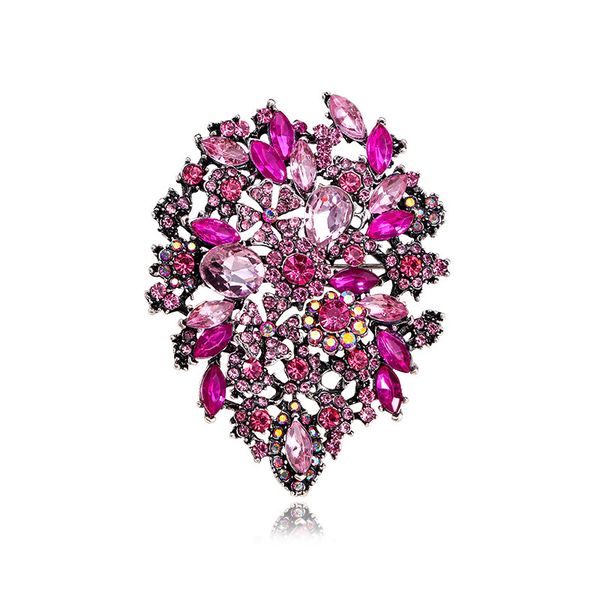 Pink Crystal Leaf Brooch image