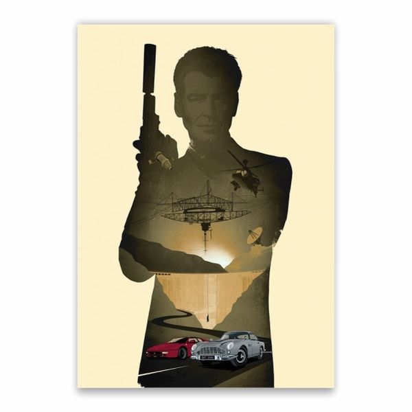 Pierce Brosnan James Bond Silhouette Poster - A1